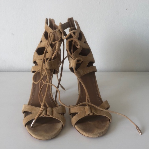 Aquazzura brown lace up suede heels - Picture 2 of 4